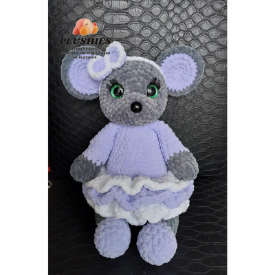 Stuffed Mouse Lilly in a Purple Dress - Adorable Plush Toy for Kids